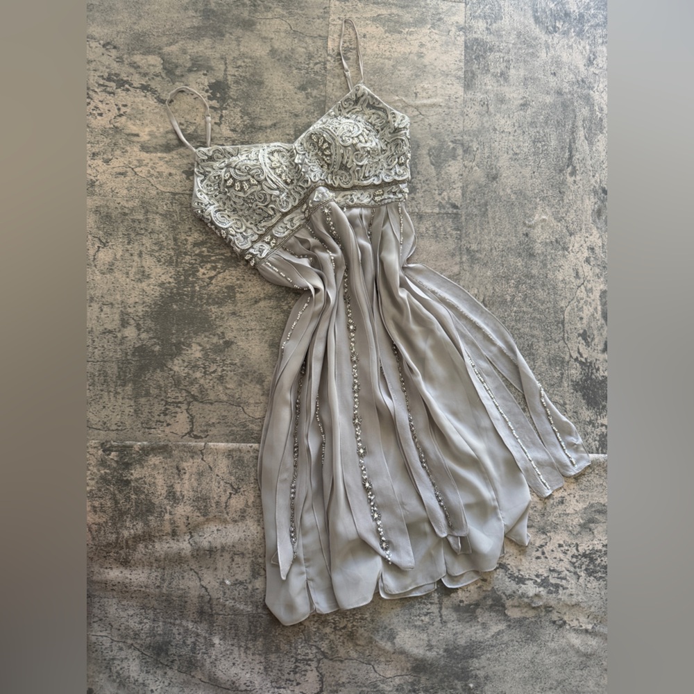 Sue Wong Silver Embellished Chemise